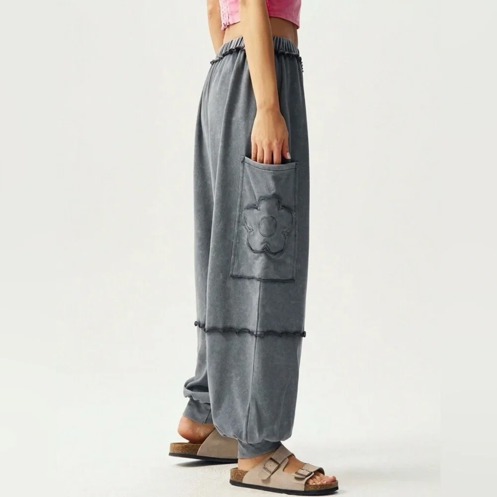 Gray Floral Women's Pants - Picture 5 of 9